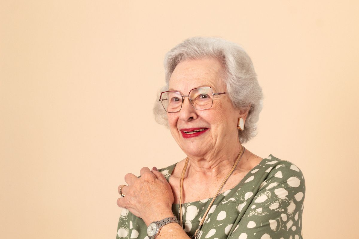 A smiling senior woman
